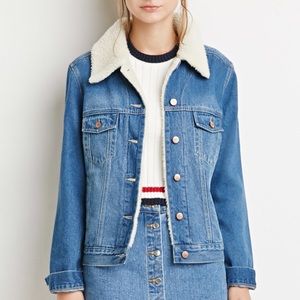 Faux Shearling Denim Jacket